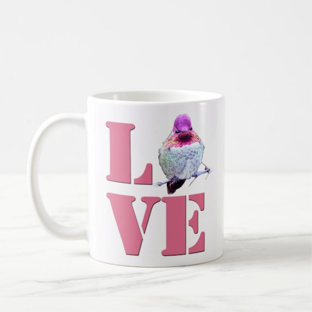 Rosa LIEBE Anna's Hummingbird Foto Kaffee Tasse (Links)