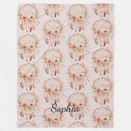 Rosa Liebe Boho Blumen Feathers Dream Catcher Fleecedecke