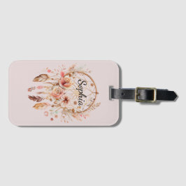 Rosa Liebe Boho Blumen Feathers Dream Catcher Gepäckanhänger