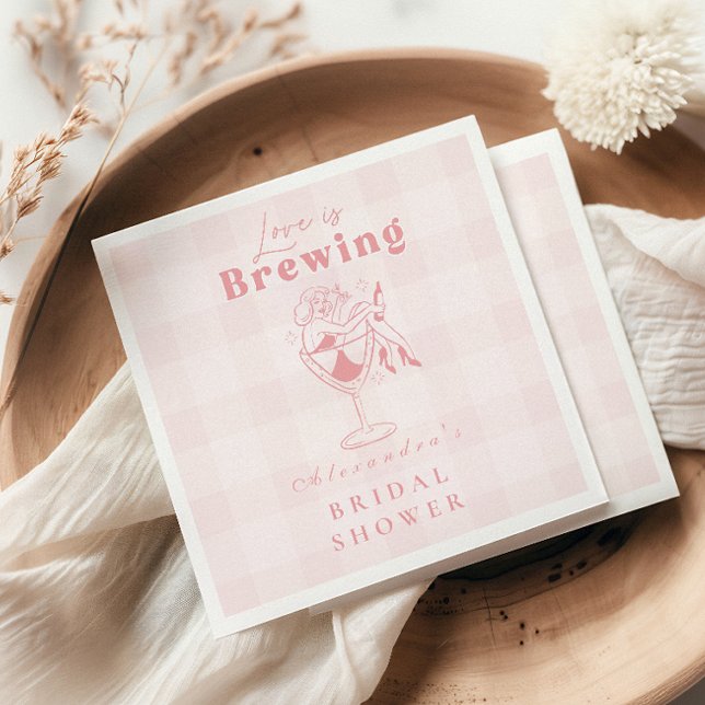 Rosa Liebe Braut Espresso Brautparty Serviette (Von Creator hochgeladen)