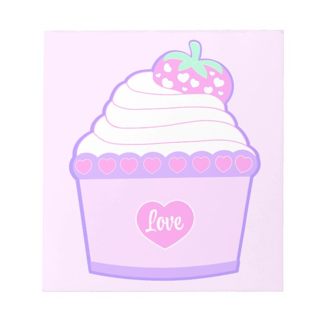 Rosa Liebe Cupcake Notepad Notizblock (Vorderseite)