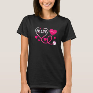 Rosa Liebe ER Leben Herzschlag Arzt Krankenschwest T-Shirt