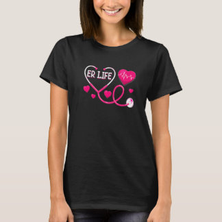 Rosa Liebe ER Leben Herzschlag Arzt Krankenschwest T-Shirt