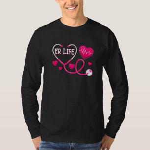 Rosa Liebe ER Leben Herzschlag Arzt Krankenschwest T-Shirt