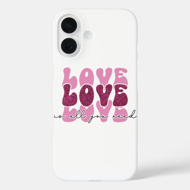 Rosa "Liebe" gestapelte Bubble-Schrift Case-Mate iPhone Hülle (Rückseite)