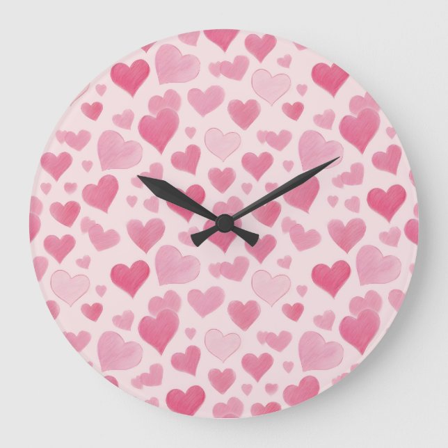 Rosa Liebe Große Wanduhr (Vorderseite)