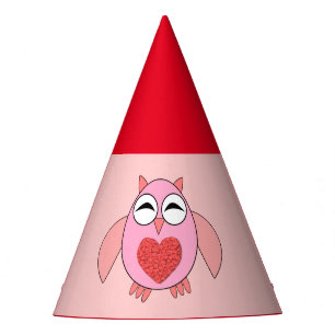 Rosa Liebe Heart Owl Party Hat Partyhütchen