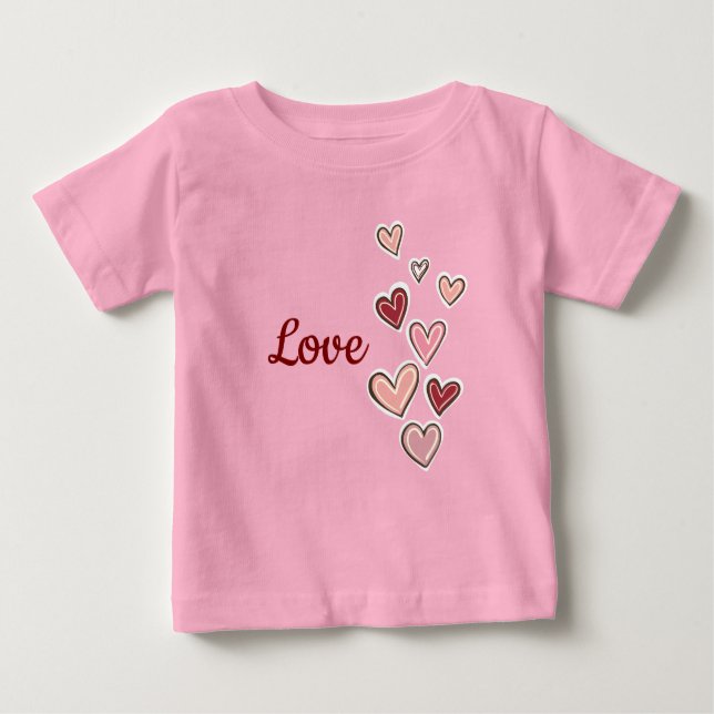 Rosa Liebe Herz Baby T-shirt (Vorderseite)