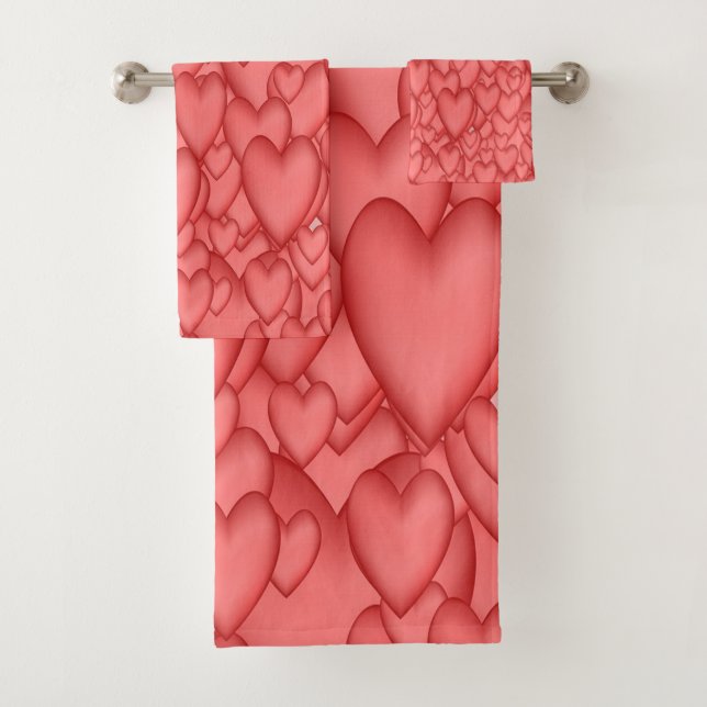 Rosa Liebe Herz dekorativ Badhandtuch Set (Insitu)