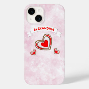Rosa Liebe Herz Moderne Liebe Wasserfarben Persönl Case-Mate iPhone 14 Hülle