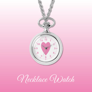 Rosa Liebe Herz Necklace Beobachten Armbanduhr