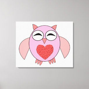 Rosa Liebe Herz Owl Canvas Print Leinwanddruck
