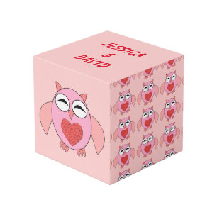 Rosa Liebe Herz Owl Custom Foto Cube Würfel