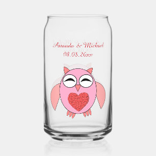 Rosa Liebe Herz Owl Custom Wedding Dosenglas