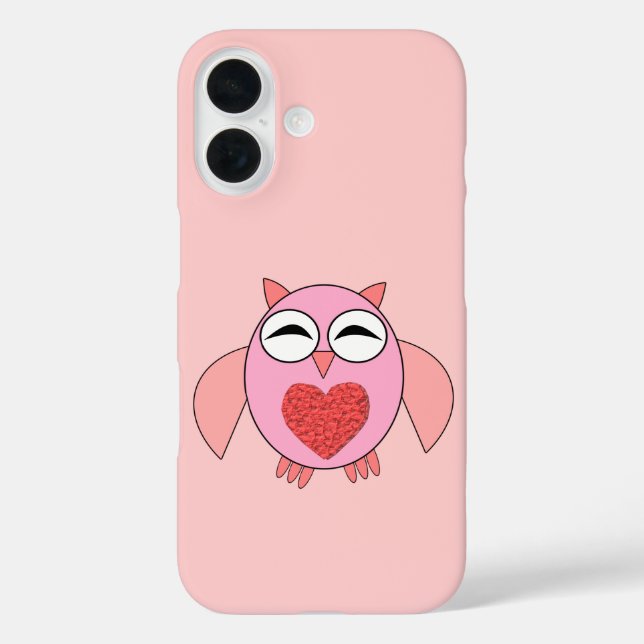 Rosa Liebe Herz Owl iPhone Case (Rückseite)