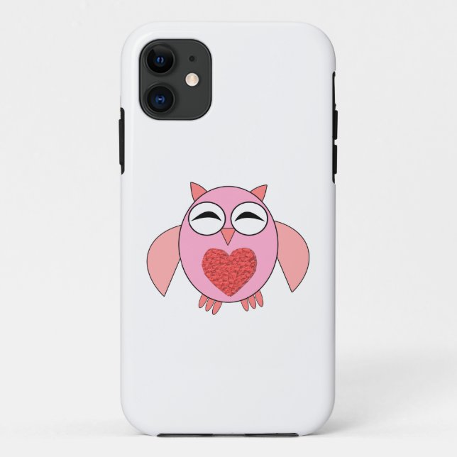 Rosa Liebe Herz Owl iPhone Case (Rückseite)