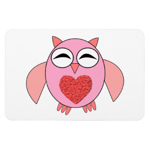 Rosa Liebe Herz Owl Magnet
