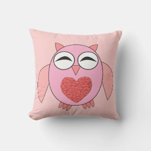 Rosa Liebe Herz Owl Outdoor Kissen Für Draußen