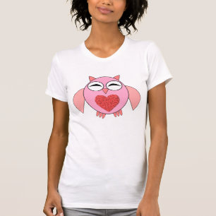 Rosa Liebe Herz Owl T Shirt