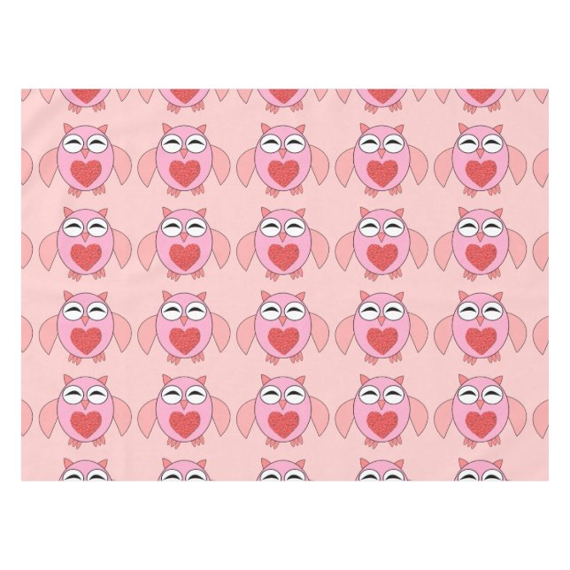 Rosa Liebe Herz Owl Tablette Tischdecke (Vorderseite (Horizontal))