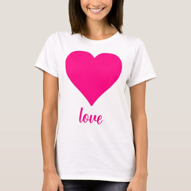 Rosa Liebe Herzform T-Shirt (Vorderseite)