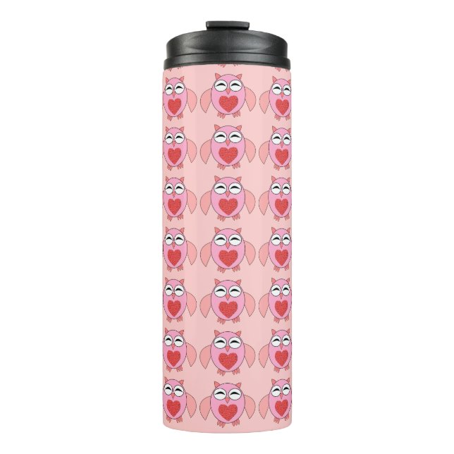 Rosa Liebe Herzklopfen Thermosbecher (Vorderseite)