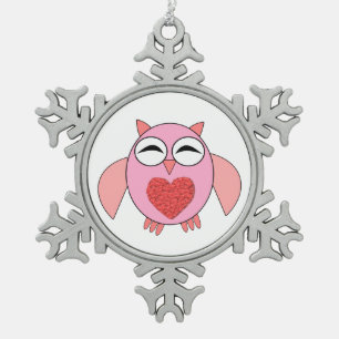 Rosa Liebe Herzmuschel Schneeflocken Zinn-Ornament