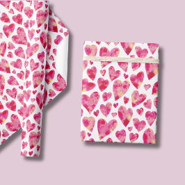 Rosa Liebe Herzmuster Geschenkpapier Set