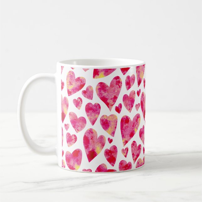 Rosa Liebe Herzmuster Kaffeetasse (Links)