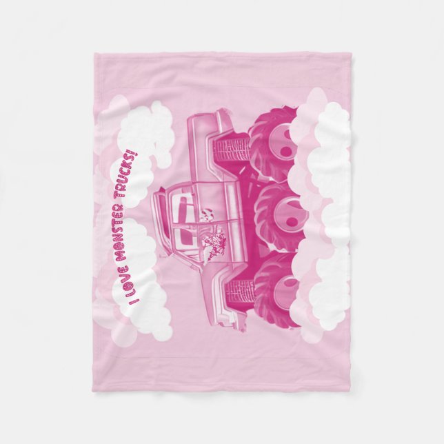 Rosa Liebe I Monster Trucks Bild Fleecedecke (Vorderseite)
