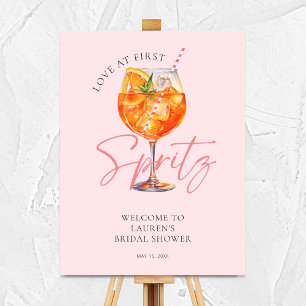 Rosa Liebe im ersten Spritz Brautparty Willkommen Poster