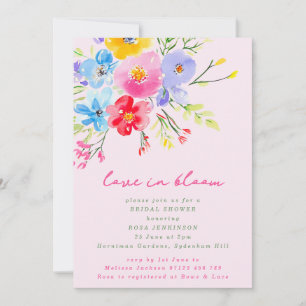 Rosa Liebe in Bloom Bold Florals Brautparty Einladung