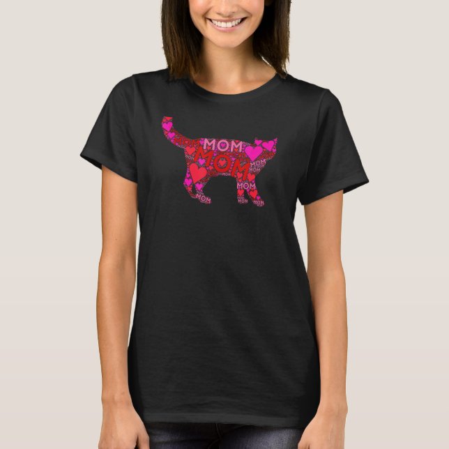 Rosa Liebe Mama Niedlich Katze Mutter Mutter Katze T-Shirt (Vorderseite)