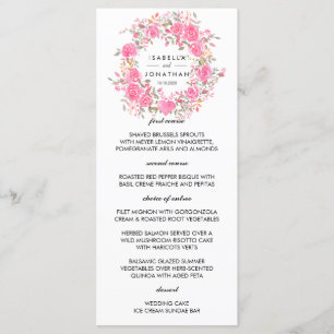 Rosa Liebe   Rustikales Hochzeitmenü für Rose Menükarte