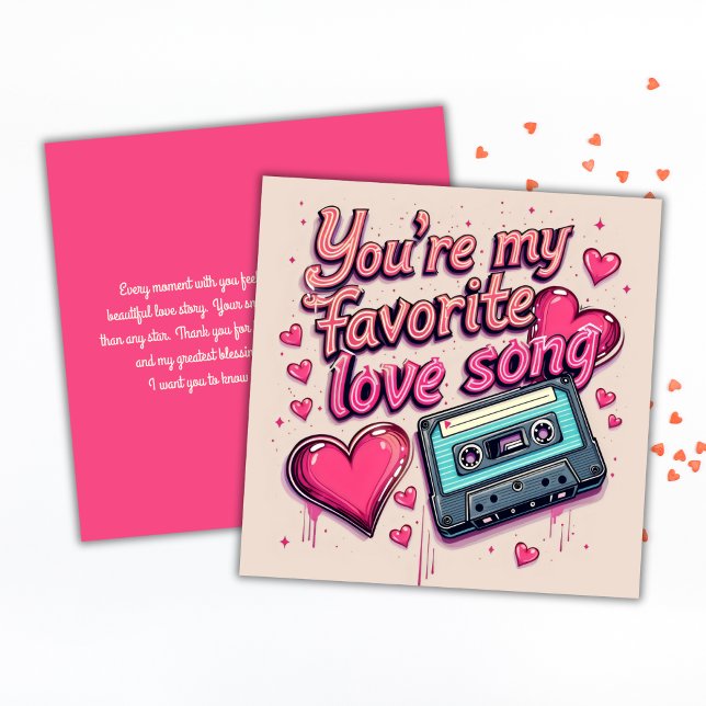 Rosa Liebe Song Retro Valentinstag Feiertagskarte (Pink Music Love Song Retro Valentines Day Holiday Card)