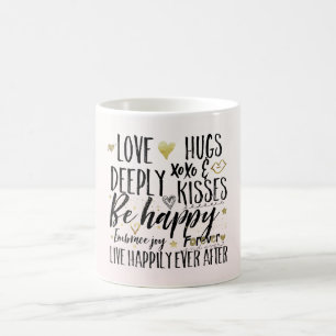 Rosa Liebe Umarme XOXO Küsse Glückliches Herz Kaffeetasse
