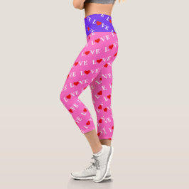 Rosa LIEBE und Herz Girly Chic Moderne Elegante Capri Leggings