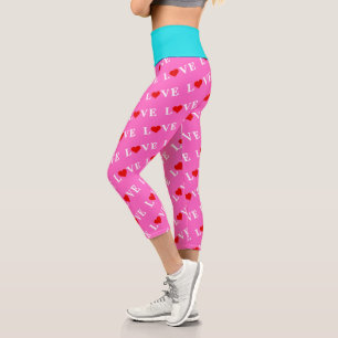 Rosa LIEBE und Herz Girly Chic Moderne Elegante Capri Leggings