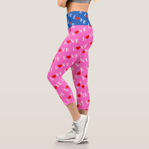 Rosa LIEBE und Herz Girly Chic Moderne Elegante Capri Leggings