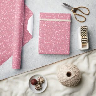 Rosa Liebe und Herzen Romantischer Valentinstag Geschenkpapier