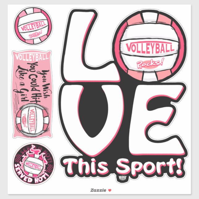 Rosa Liebe Volleyball Aufkleber (Blatt)