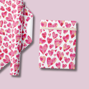 Rosa Liebesherzmuster Geschenkpapier Set