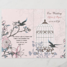Rosa-Liebling-Bircage-Bi-Falte Hochzeitsprogramm