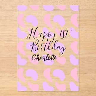 Rosa lila abstrakte Formen glücklich 1. Acryleinladungen