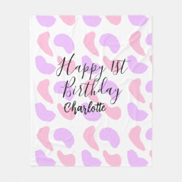 Rosa lila abstrakte Formen glücklich 1. Fleecedecke