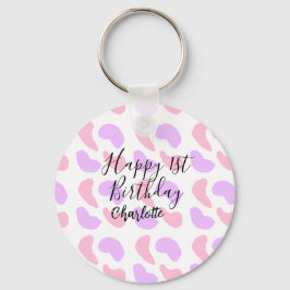 Rosa lila abstrakte Formen glücklich 1. Schlüsselanhänger