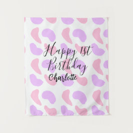 Rosa lila abstrakte Formen glücklich 1. Wandteppich