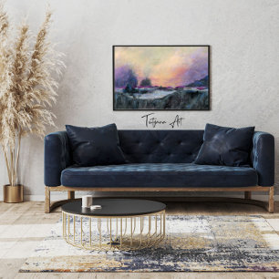 Rosa Lila Abstrakte Landschaft Sonnenuntergang Leinwanddruck