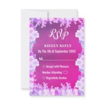 Rosa Lila Anemone Floral Wedding RSVP Card