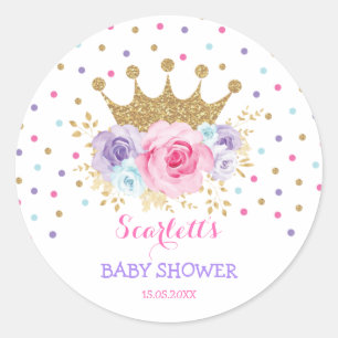 Rosa Lila Aquamarine Crown Princess Baby Shower Gi Runder Aufkleber